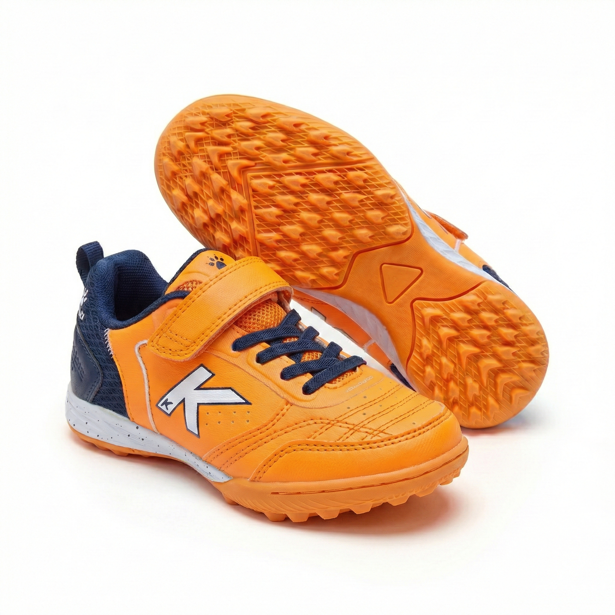 ZAPATILLAS DE NIÑO GOLEIRO TURF ELASTIC NARANJA Y AZUL