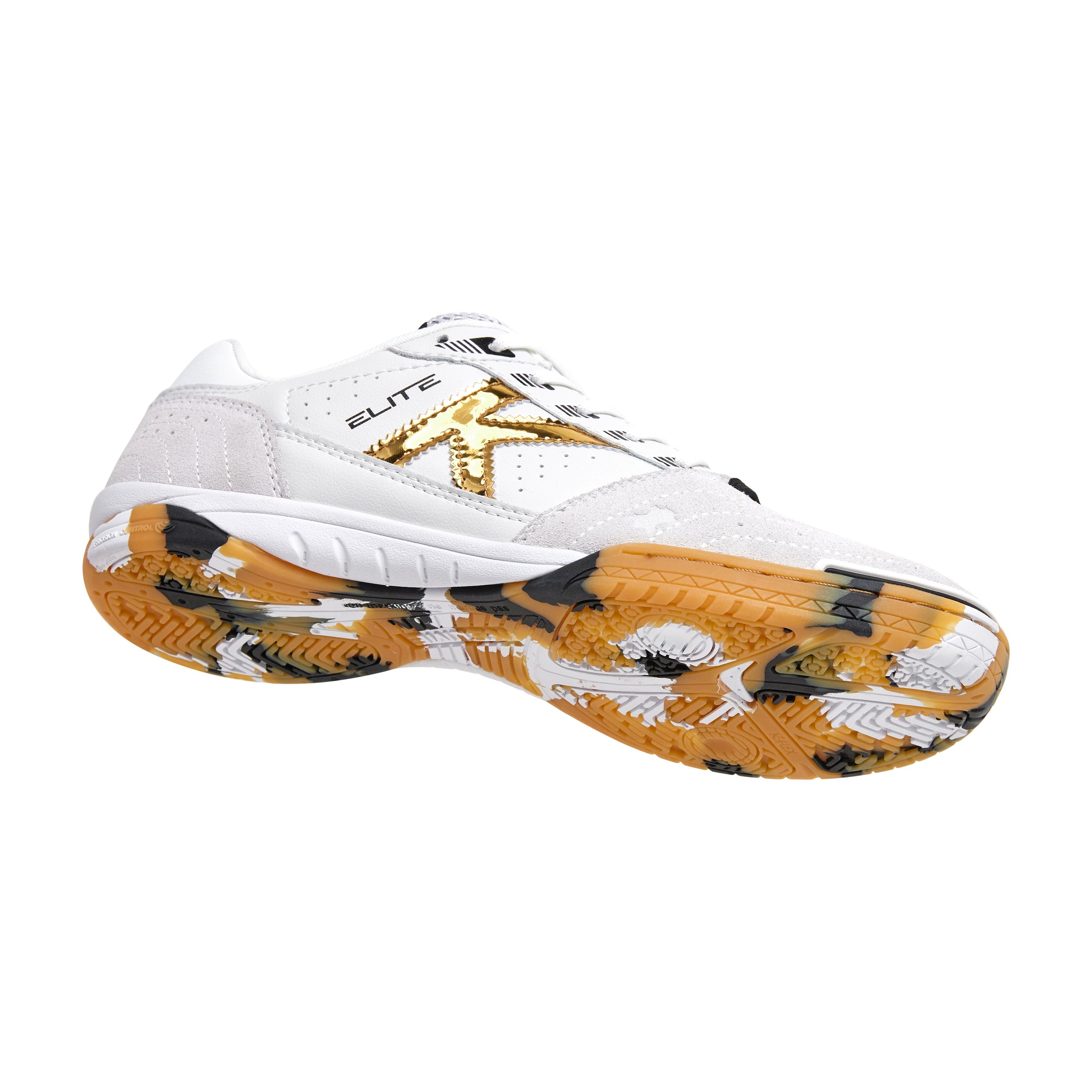 ZAPATILLAS DE FÚTBOL SALA ELITE BLANCO-ORO-NEGRO