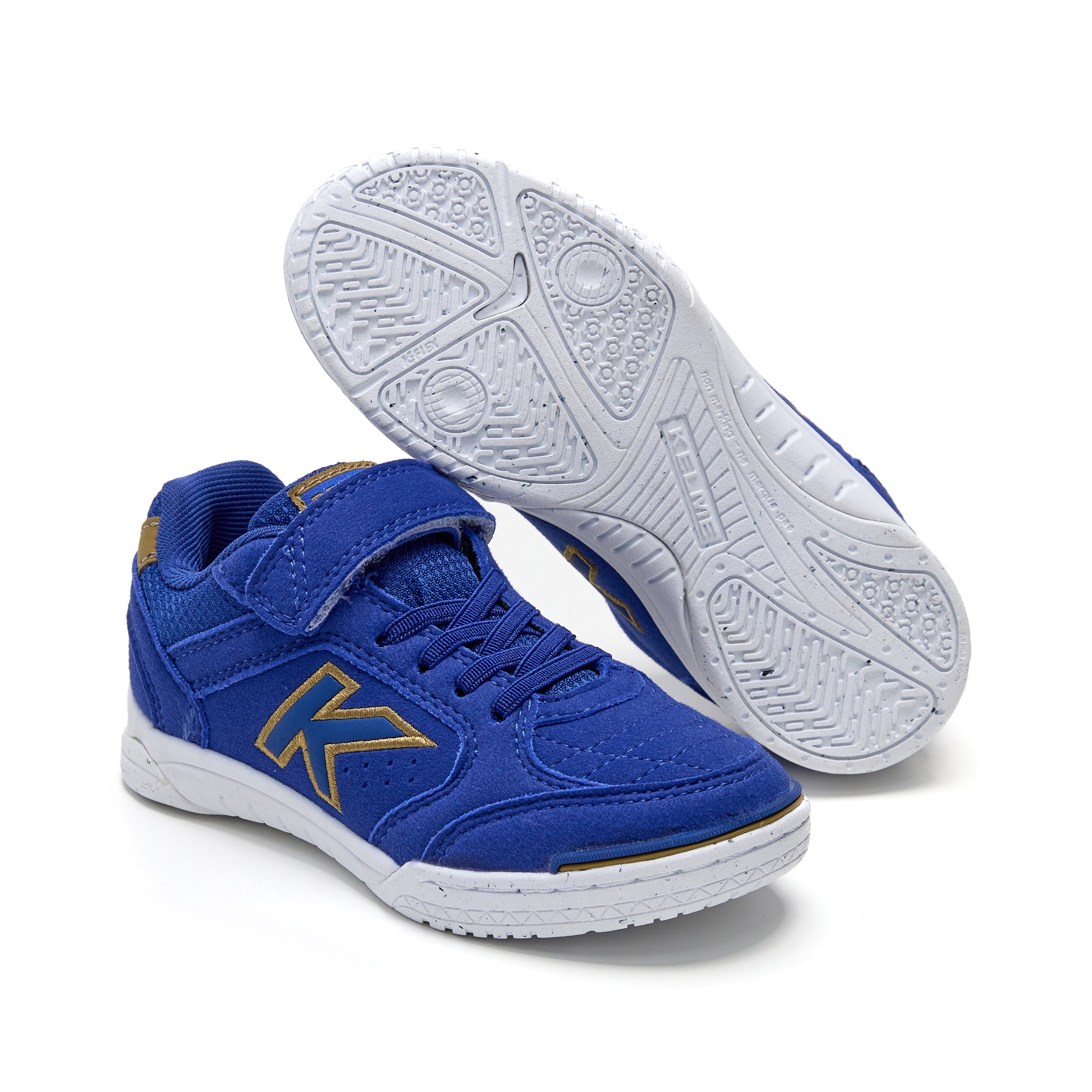 ZAPATILLAS DE FÚTBOL SALA DE NIÑO PRECISION ELASTIC AZUL DORADO
