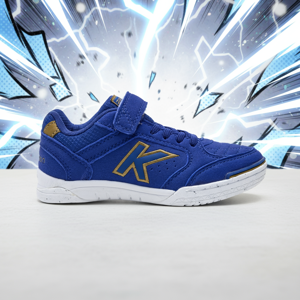 ZAPATILLAS DE FÚTBOL SALA DE NIÑO PRECISION ELASTIC AZUL DORADO