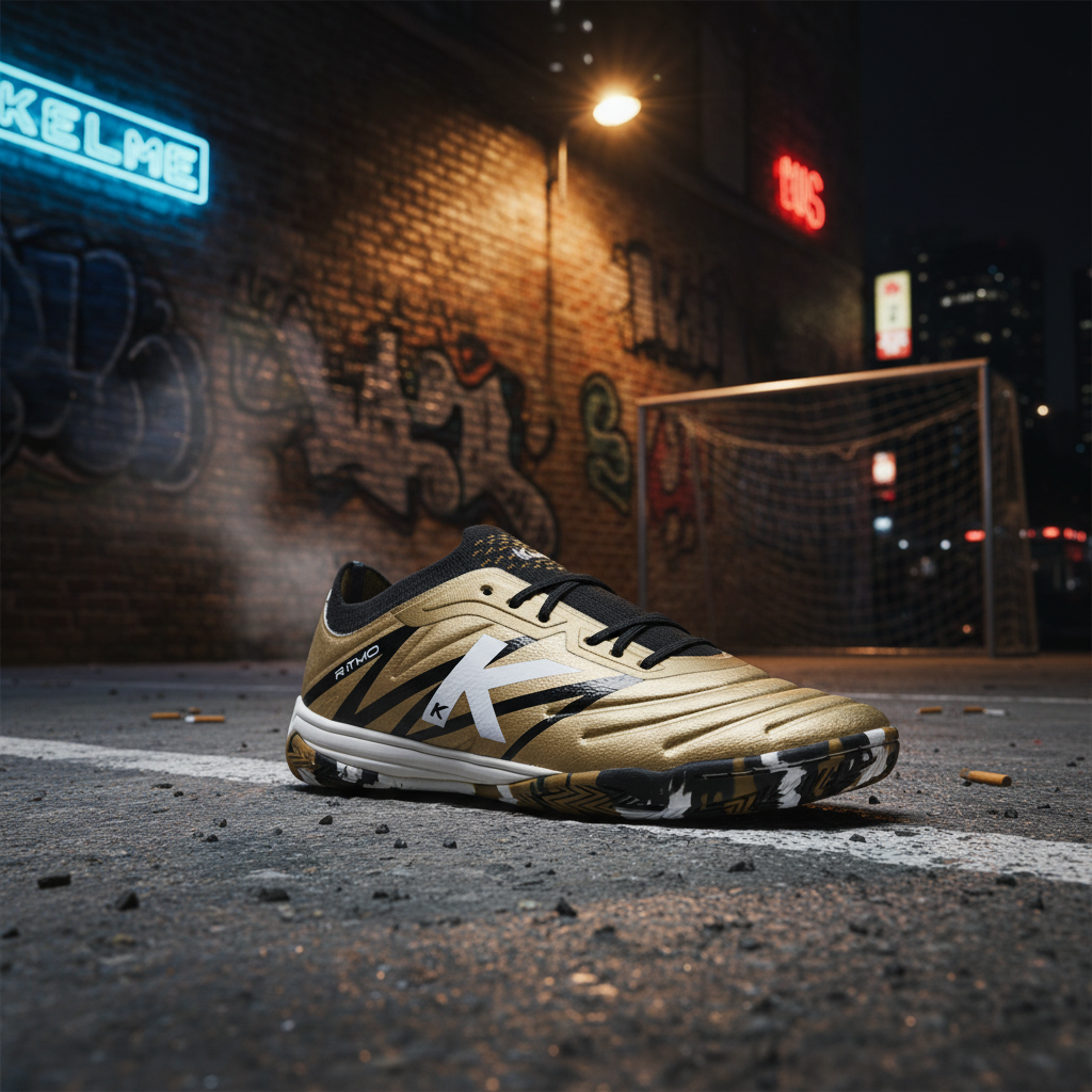 Zapatilla de Fútbol sala Ritmo Oro en ambiente urbano nocturno