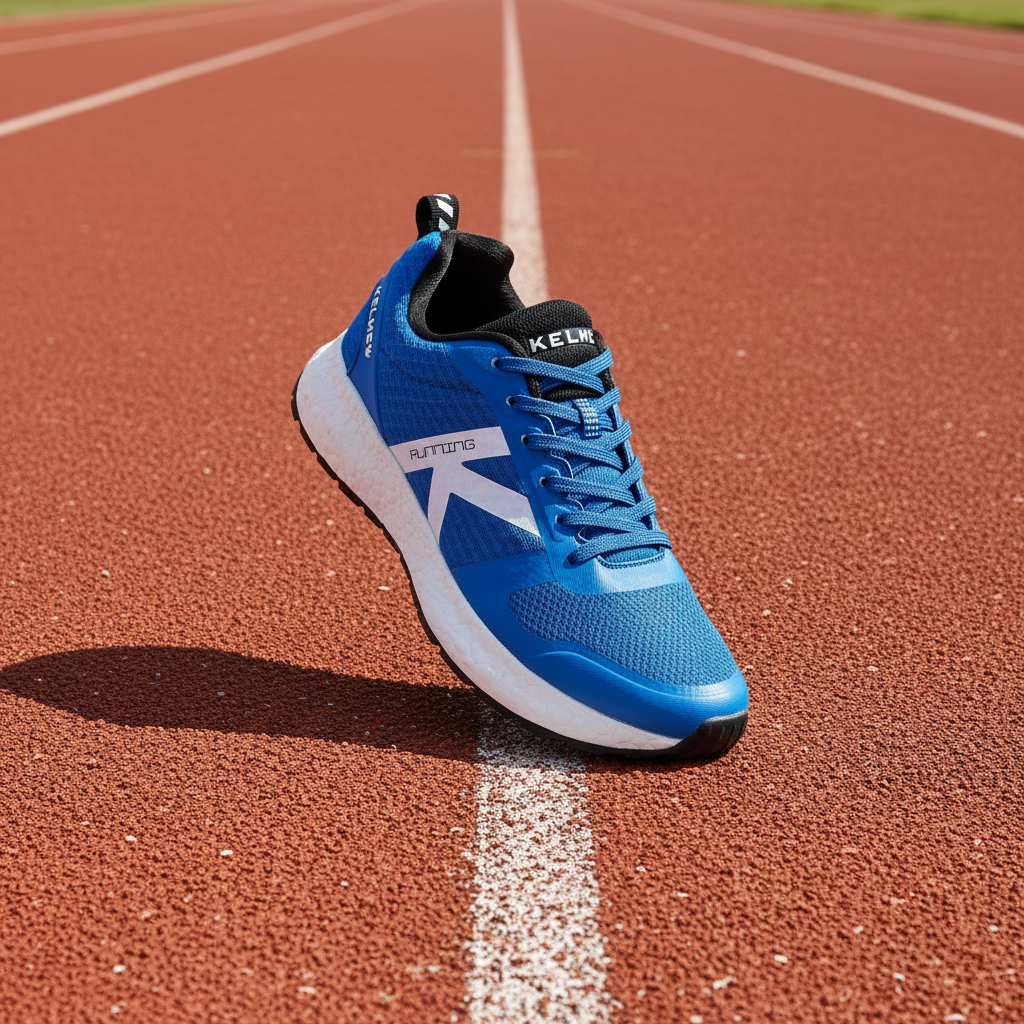 Zapatillas K-Rookie Azul en pista de tart‡n