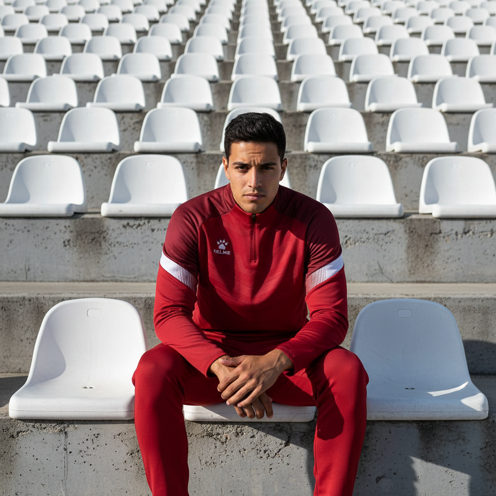 Sudadera KELME Warrior Rojo en grader’o de estadio