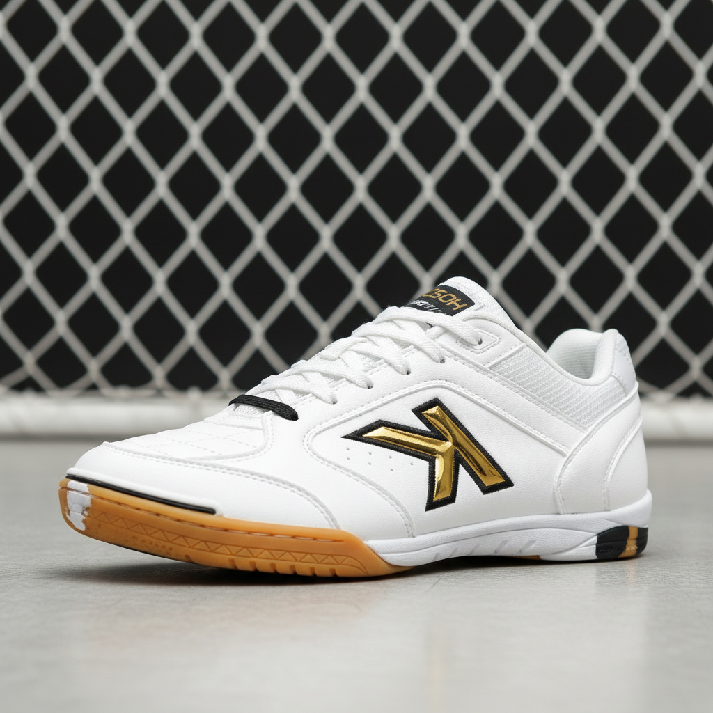 Zapatillas de Fútbol sala con red de porter’a de fondo