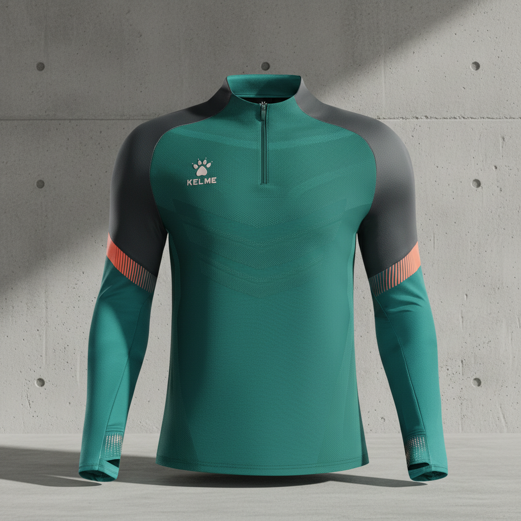 Sudadera KELME Warrior Verde sobre muro de hormig—n brutalista