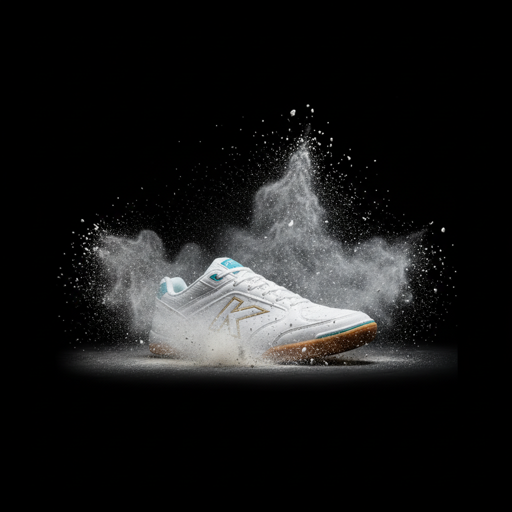 Zapatillas de Fútbol sala Precision con efecto polvo sobre fondo negro