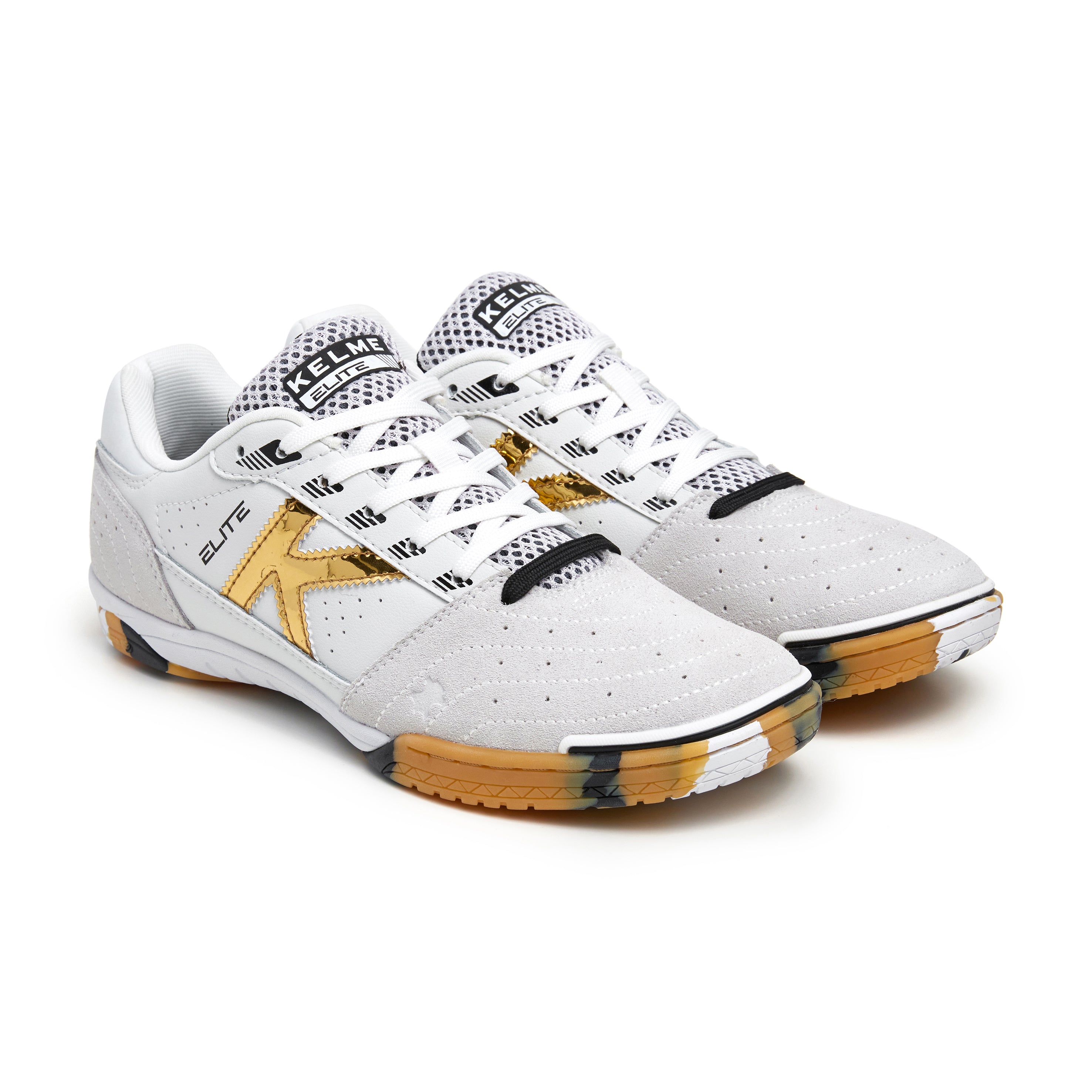 ZAPATILLAS DE FÚTBOL SALA ELITE BLANCO-ORO-NEGRO