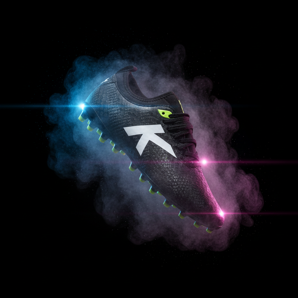 Botas de Fútbol Pulse negro suspendidas con iluminaci—n cyberpunk