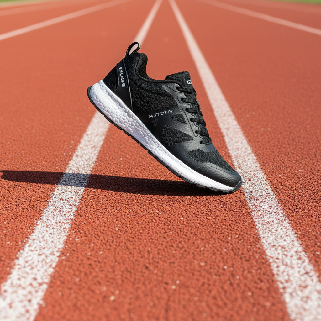 Zapatillas K-Rookie Negro en pista de tart‡n