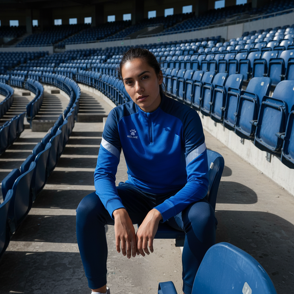 Sudadera KELME Warrior Azul en grader’o de estadio