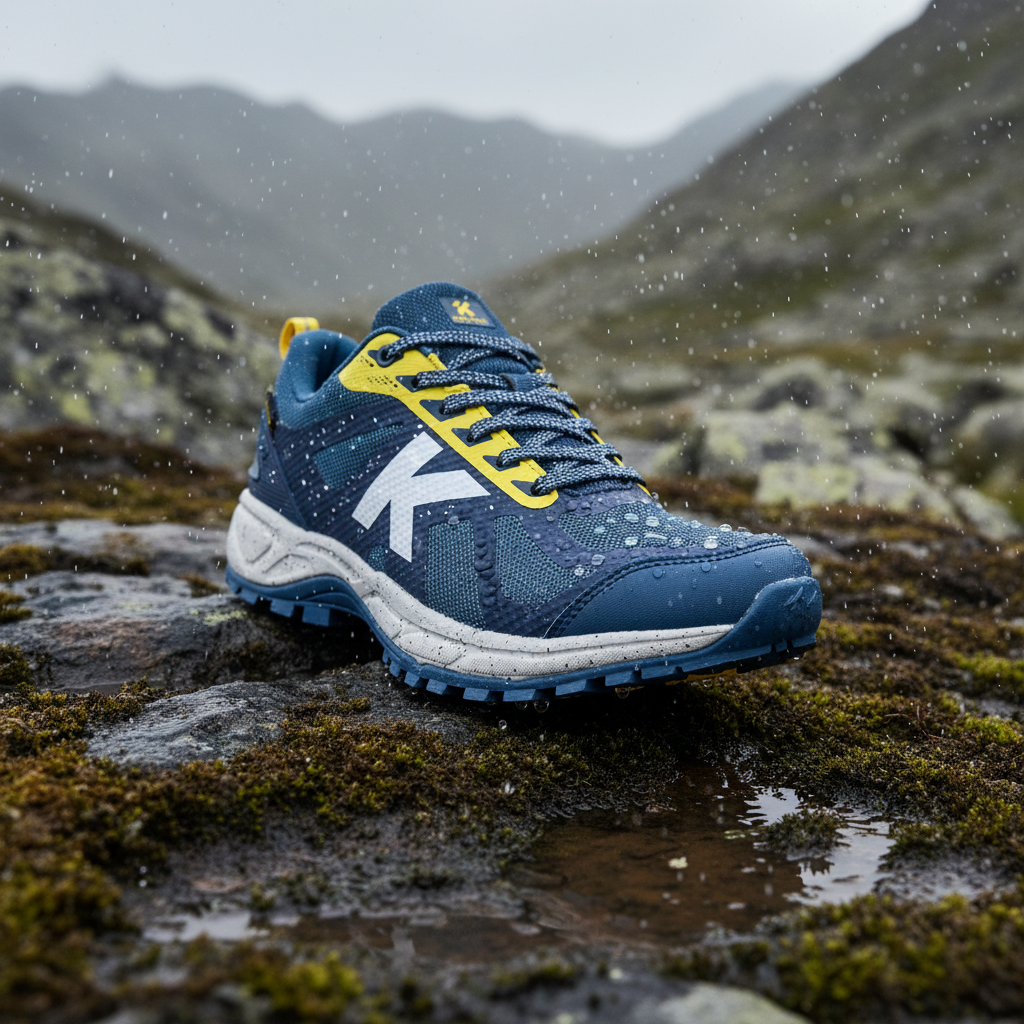 Zapatillas Running Track Marino en terreno montAñoso hœmedo