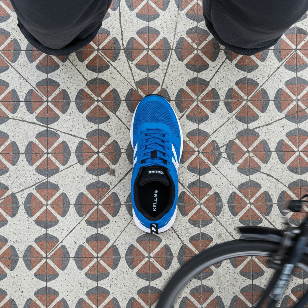 Zapatillas K-Rookie Azul sobre baldosa hidr‡ulica
