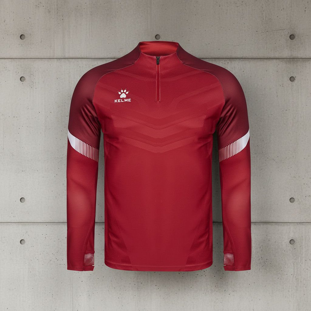 Sudadera KELME Warrior Rojo sobre muro de hormig—n brutalista