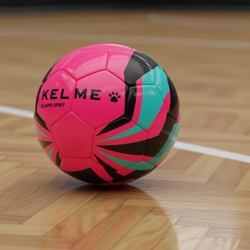 balón Fútbol sala Spirit rosa primer plano sobre parquŽ